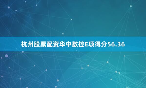 杭州股票配资华中数控E项得分56.36